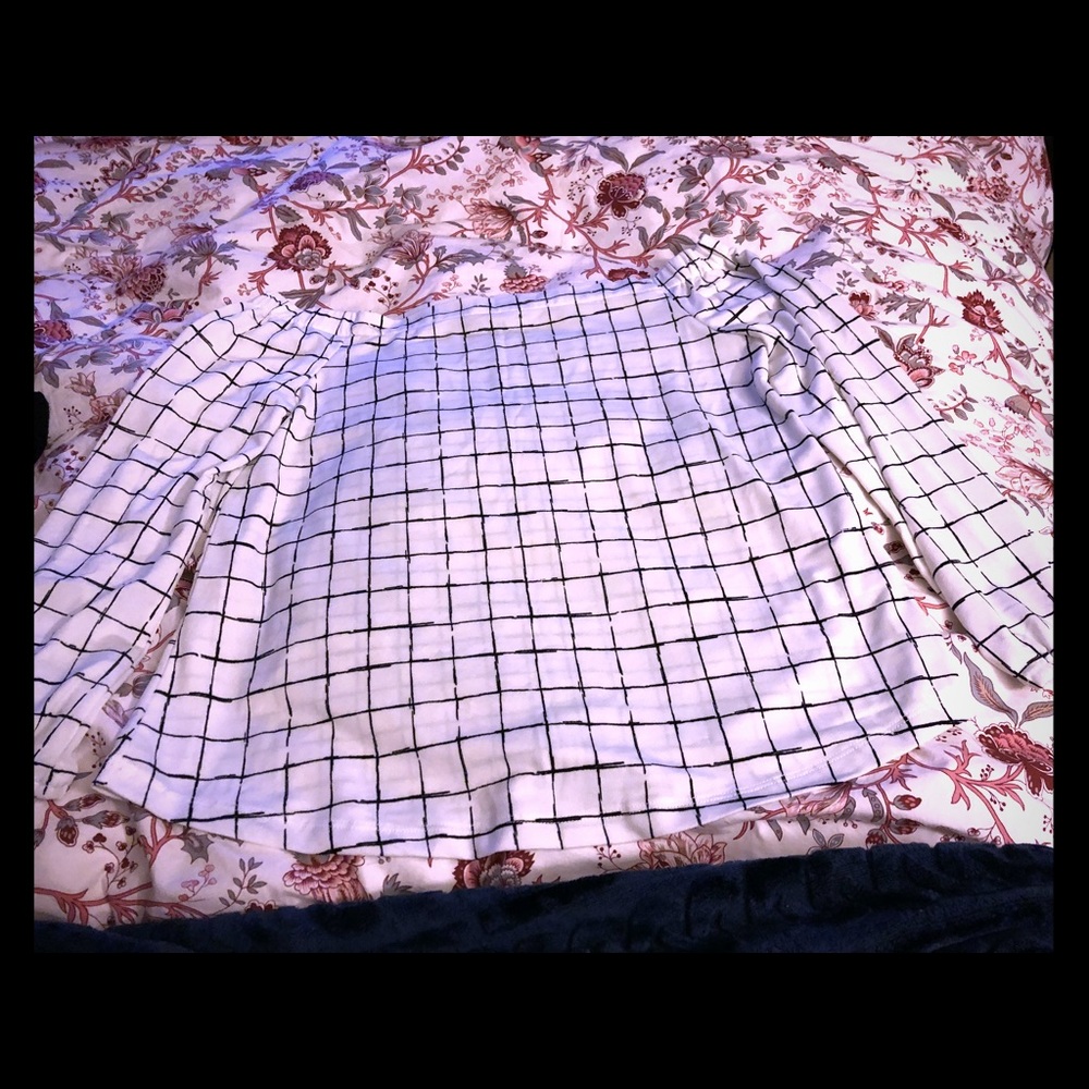 Black & white checkered off the shoulder blouse